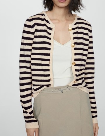 Cardigan Mango, crem/negru