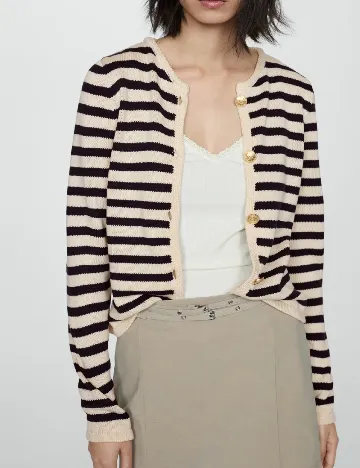 Cardigan Mango, crem/negru