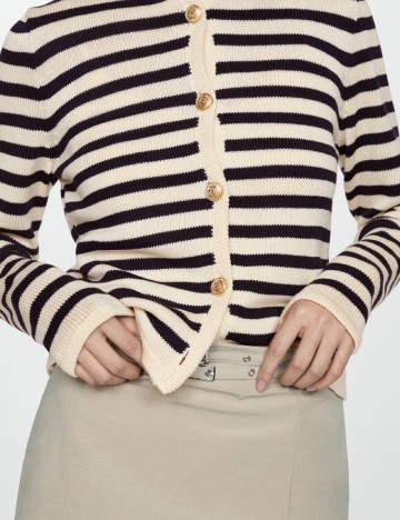 Cardigan Mango, crem/negru