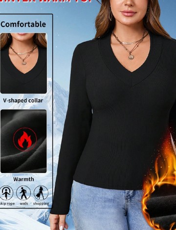 Bluza termica SHEIN CURVE, negru