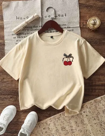 Tricou Shein Kids, crem