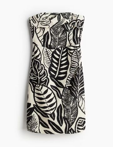 Rochie scurta H&M, crem/negru