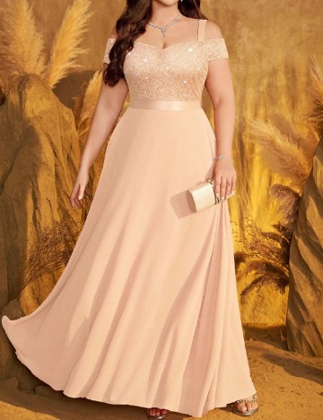 Rochie lunga MISSMAY Plus Size, crem
