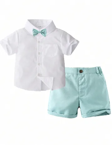 Compleu Shein Kids, alb/verde