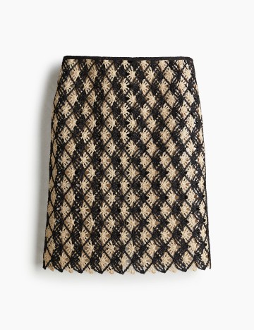 Fusta H&M, crem/negru