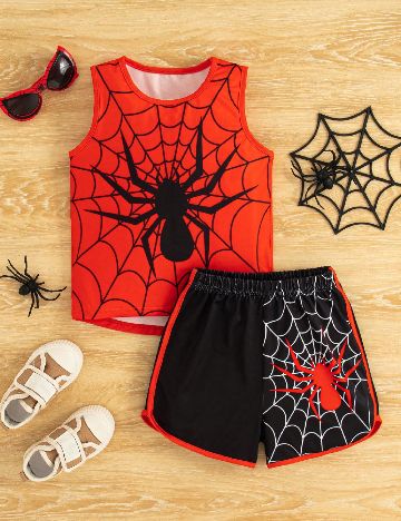 Compleu Shein Kids, rosu/negru