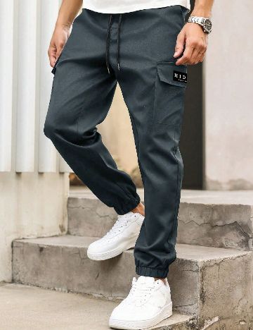 Pantaloni SHEIN, gri petrol
