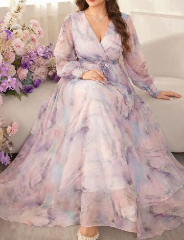 Rochie lunga Toleen Plus Size, mix culori
