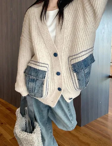 Cardigan Oversize SHEIN, crem