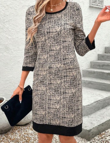 Rochie medie SHEIN CURVE, crem/negru
