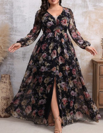 Rochie lunga SHEIN CURVE, floral print