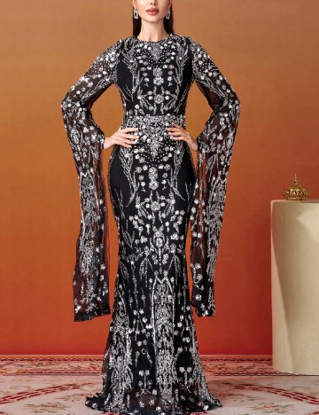 Rochie lunga Miss ord, negru