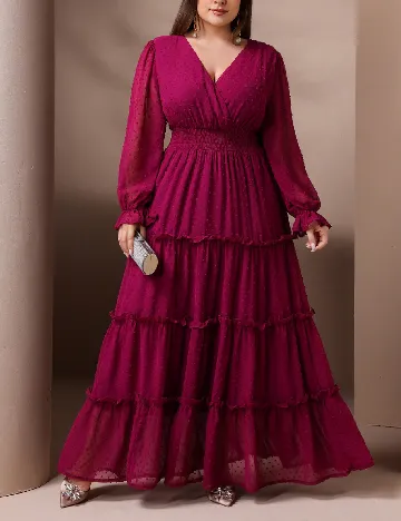 Rochie lunga Toleen Plus Size, magenta