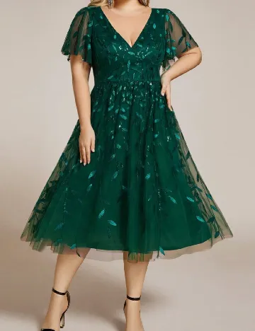 Rochie medie Ever-Pretty Plus Size, verde