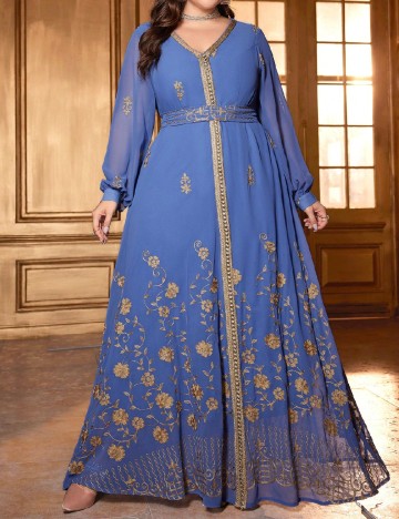Rochie lunga Toleen Plus Size, albastru
