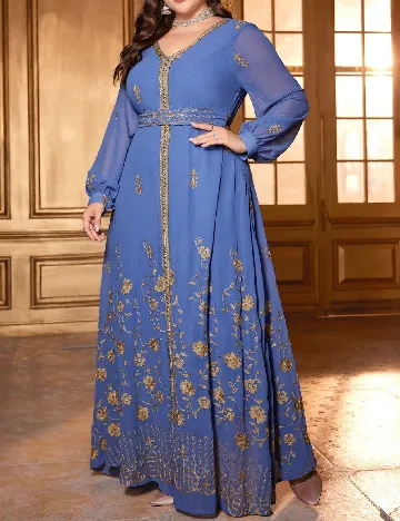 Rochie lunga Toleen Plus Size, albastru