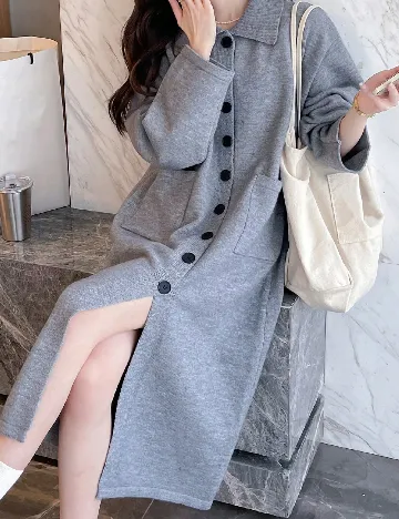 Rochie lunga Alicedudu, gri