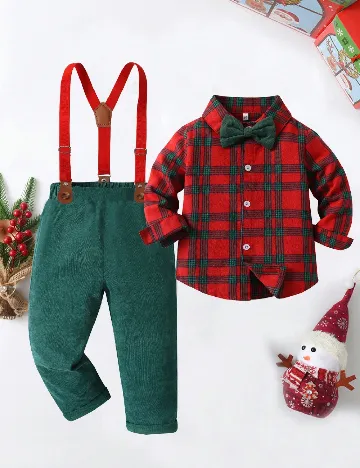 Compleu Shein Kids, rosu/verde