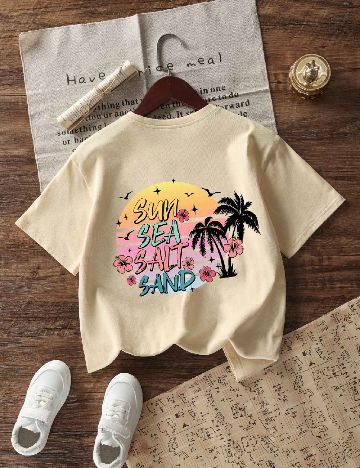 Tricou Shein Kids, crem