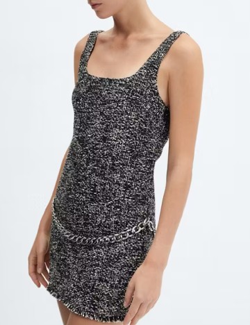 Rochie scurta Mango, negru/alb