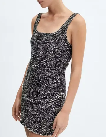 Rochie scurta Mango, negru/alb