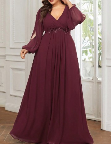 Rochie lunga Ever-Pretty Plus Size, visiniu