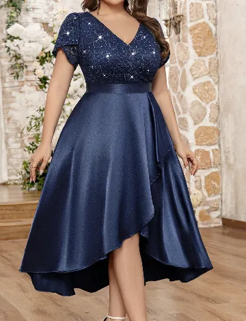 Rochie medie MISSMAY Plus Size, bleumarin