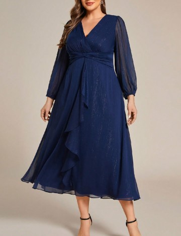 Rochie medie Ever-Pretty Plus Size, bleumarin