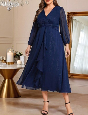 Rochie medie Ever-Pretty Plus Size, bleumarin