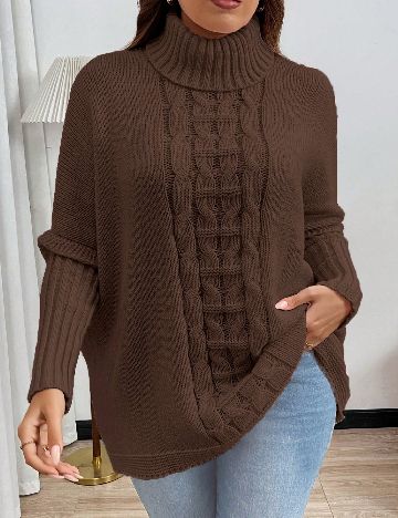 Pulover SHEIN CURVE, maro