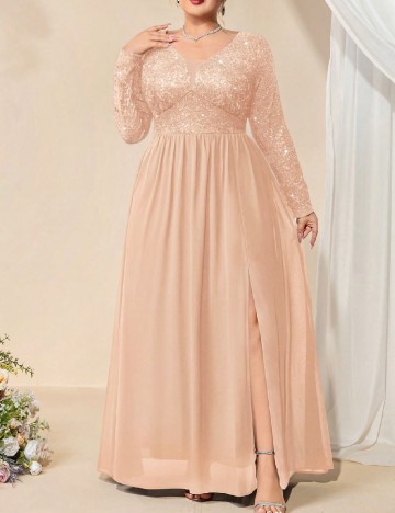 Rochie lunga MISSMAY Plus Size, cremc