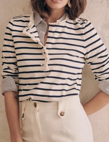 Bluza SHEIN, alb/albastru