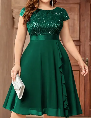 Rochie scurta MISSMAY Plus Size, verde