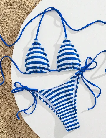 Costum de baie SHEIN, alb/albastru