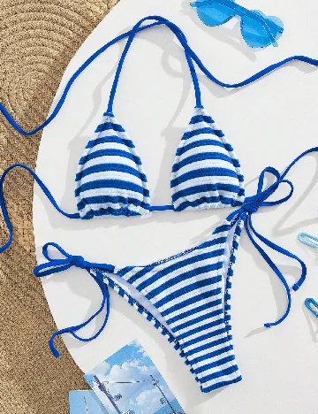 Costum de baie SHEIN, alb/albastru