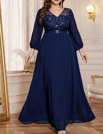 Rochie lunga MISSMAY Plus Size, bleumarin