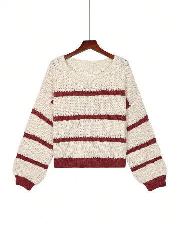 Pulover SHEIN, crem/maro