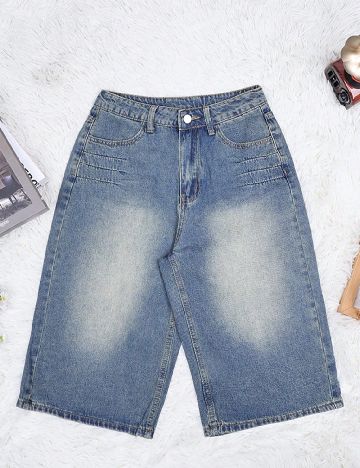 Pantaloni trei sferturi SHEIN, bleumarin