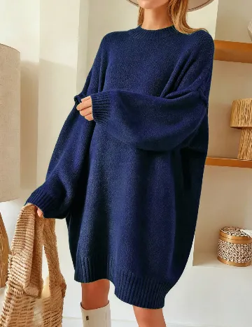Pulover Oversize SHEIN CURVE, albastru