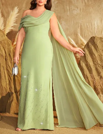 Rochie lunga Toleen Plus Size, verde