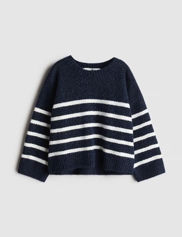 Pulover H&M, bleumarin/alb
