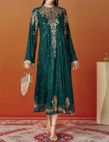 Rochie medie Miss ord, verde/auriu