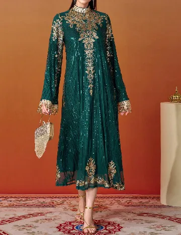 Rochie medie Miss ord, verde/auriu