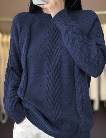 Pulover SHEIN CURVE, albastru