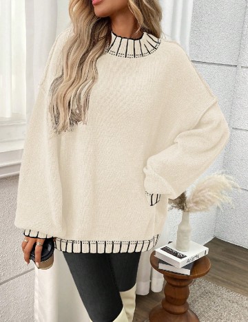 Pulover Oversize SHEIN CURVE, ecru