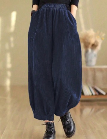 Pantaloni SHEIN CURVE, bleumarin