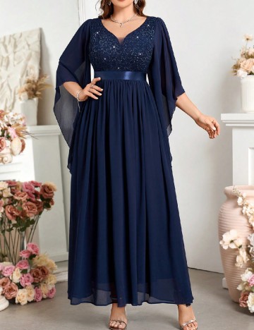Rochie lunga MISSMAY Plus Size, bleumarin