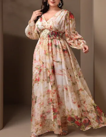 Rochie lunga Toleen Plus Size, floral print