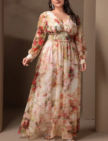 Rochie lunga Toleen Plus Size, floral print