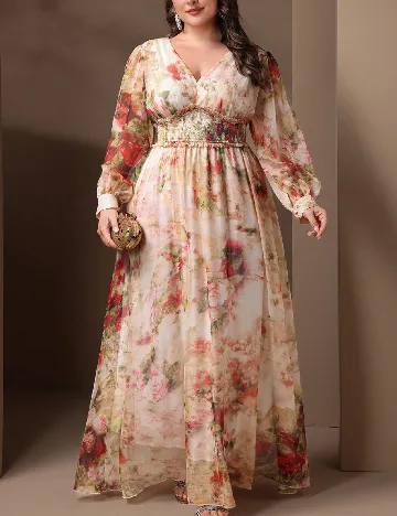 Rochie lunga Toleen Plus Size, floral print
